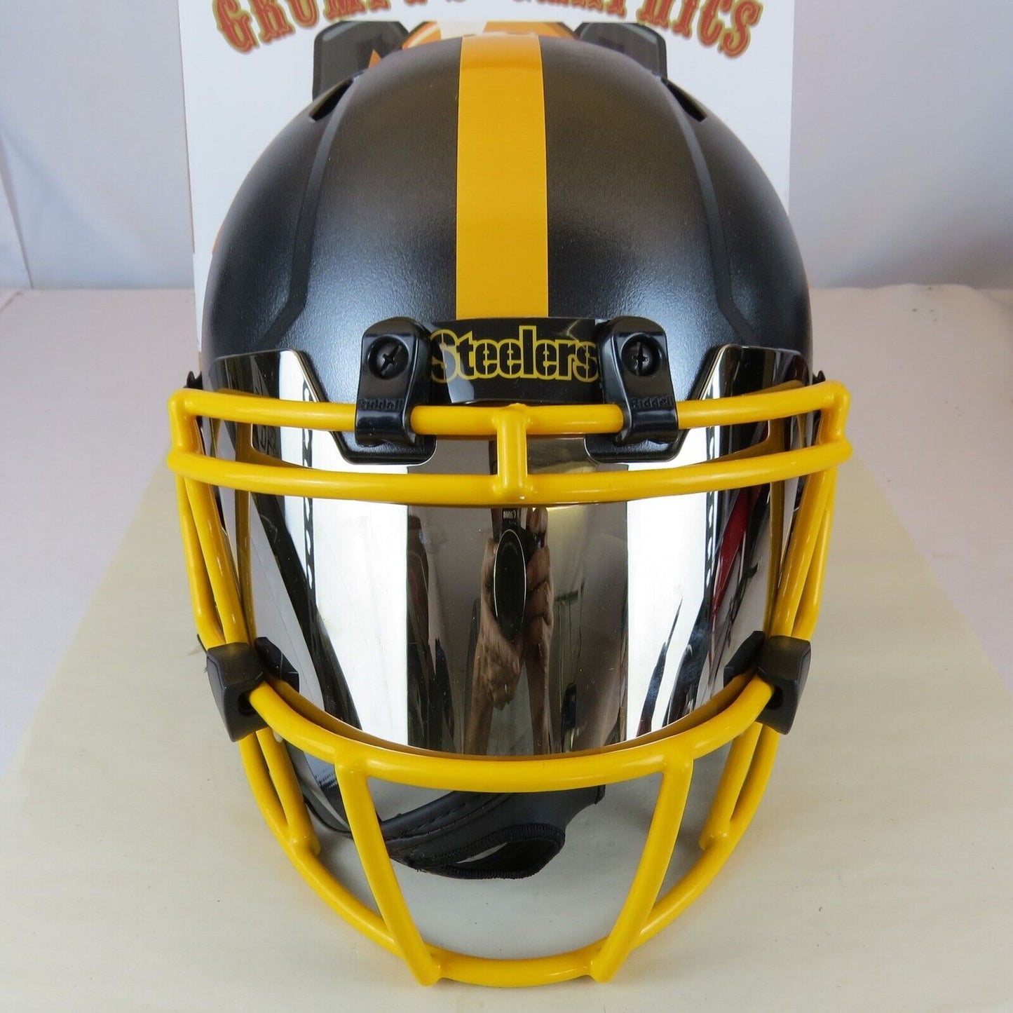 Pittsburgh Steelers Custom full size replica Helmet on Custom Gun Metal Black