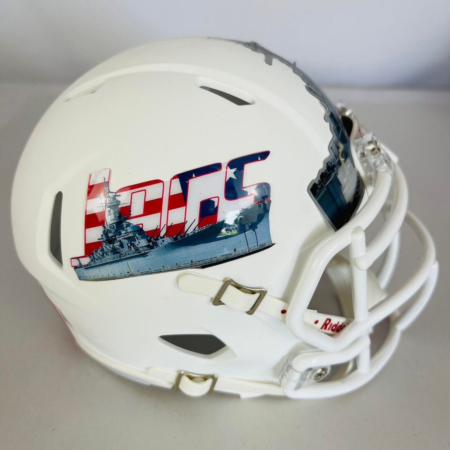 University of Southern Alabama Jaguars custom Battleship mini helmet matte white