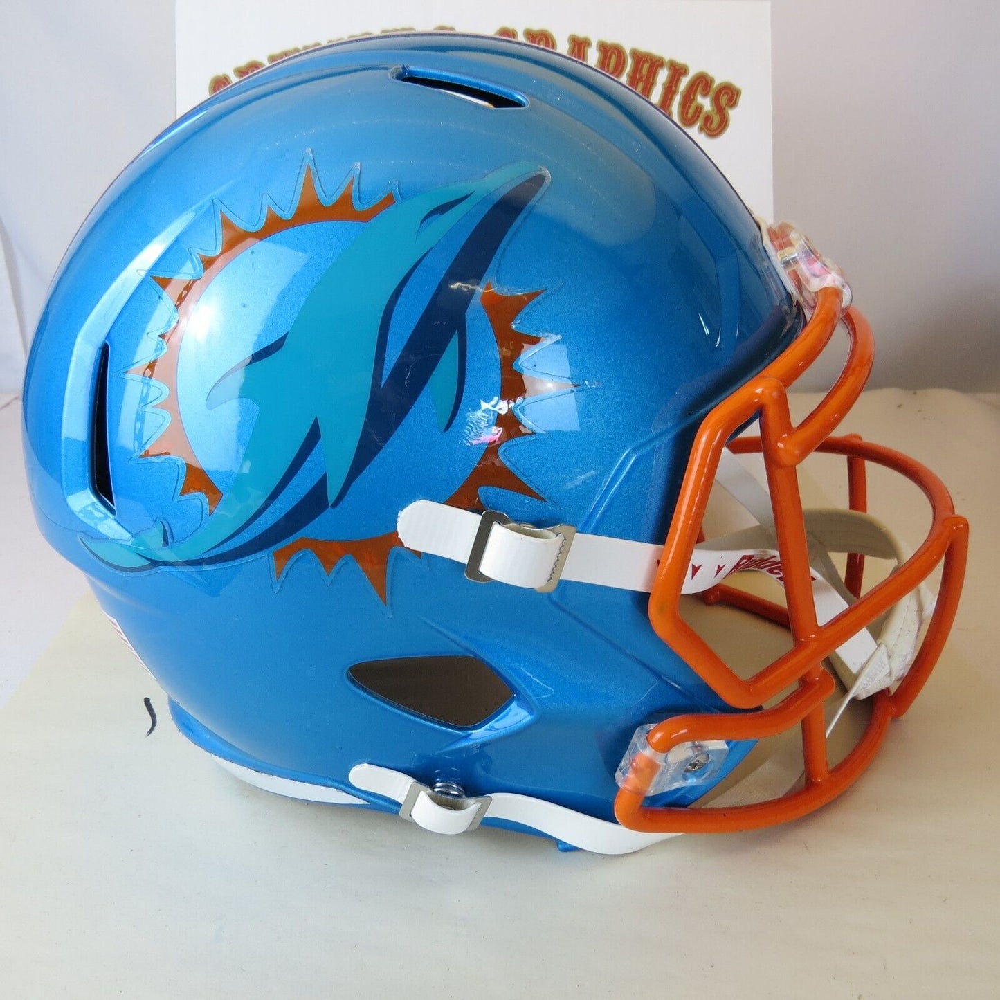 Miami Dolphins Custom full size replica Helmet on Flash Blue