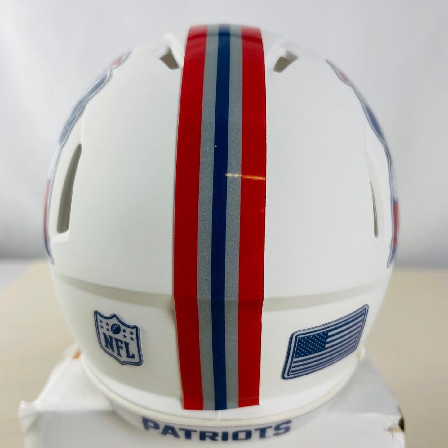 New England Patriots Custom Mini Helmet - Throwback White Matte