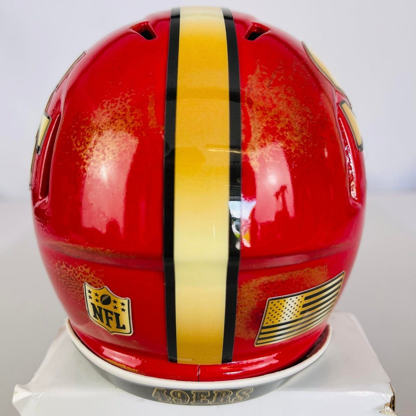 San Francisco 49ers Custom Mini Helmet - Bright  Red/Gold distressed