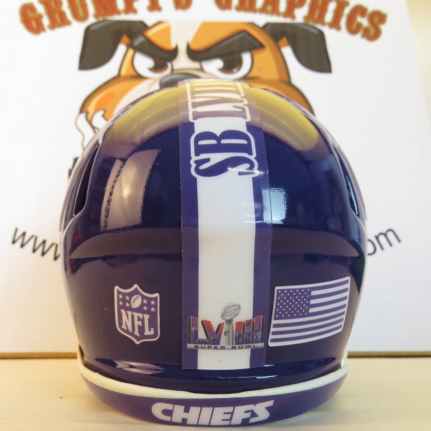 Kansas City Chiefs SB LVIII Custom Mini Helmet custom painted purple to match