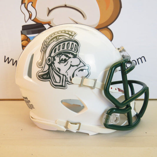 Michigan State Spartans Custom Mini Helmet Throw Back decals on White