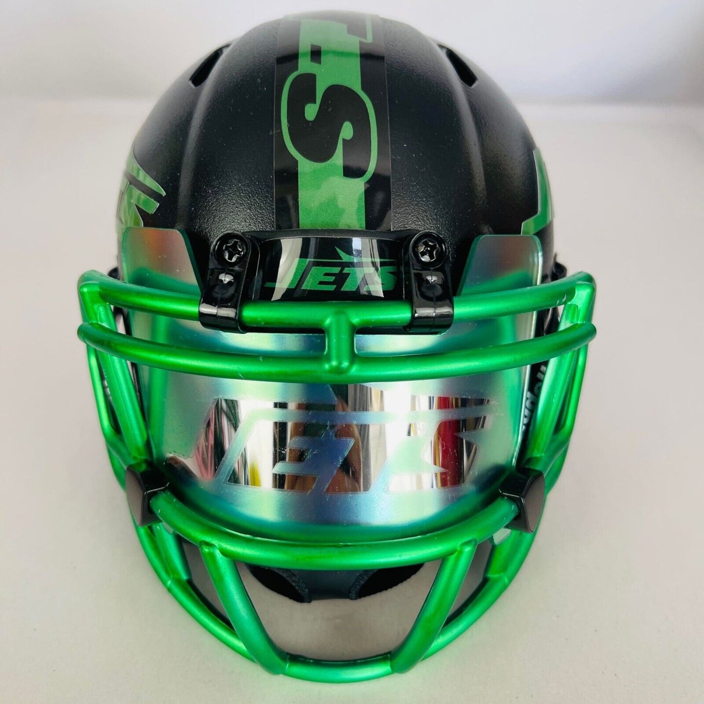 New York Jets Custom Painted Mini Helmet - Black Ballistic Style