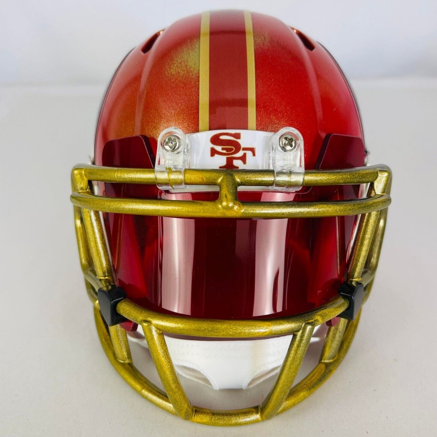 San Francisco 49ers Custom Mini Helmet - Old timer  Red/Gold distressed