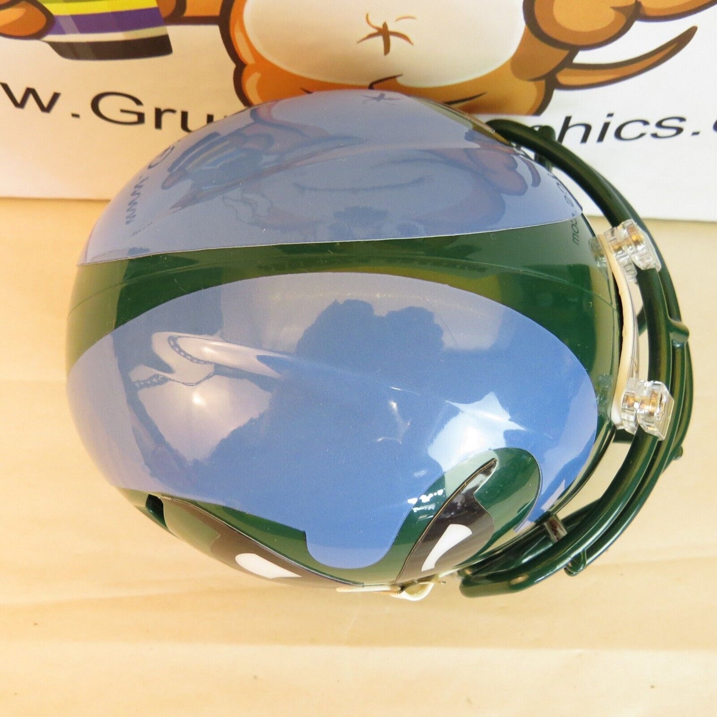 Tulane Green Wave Custom Mini Helmet AMP Style decals on Green