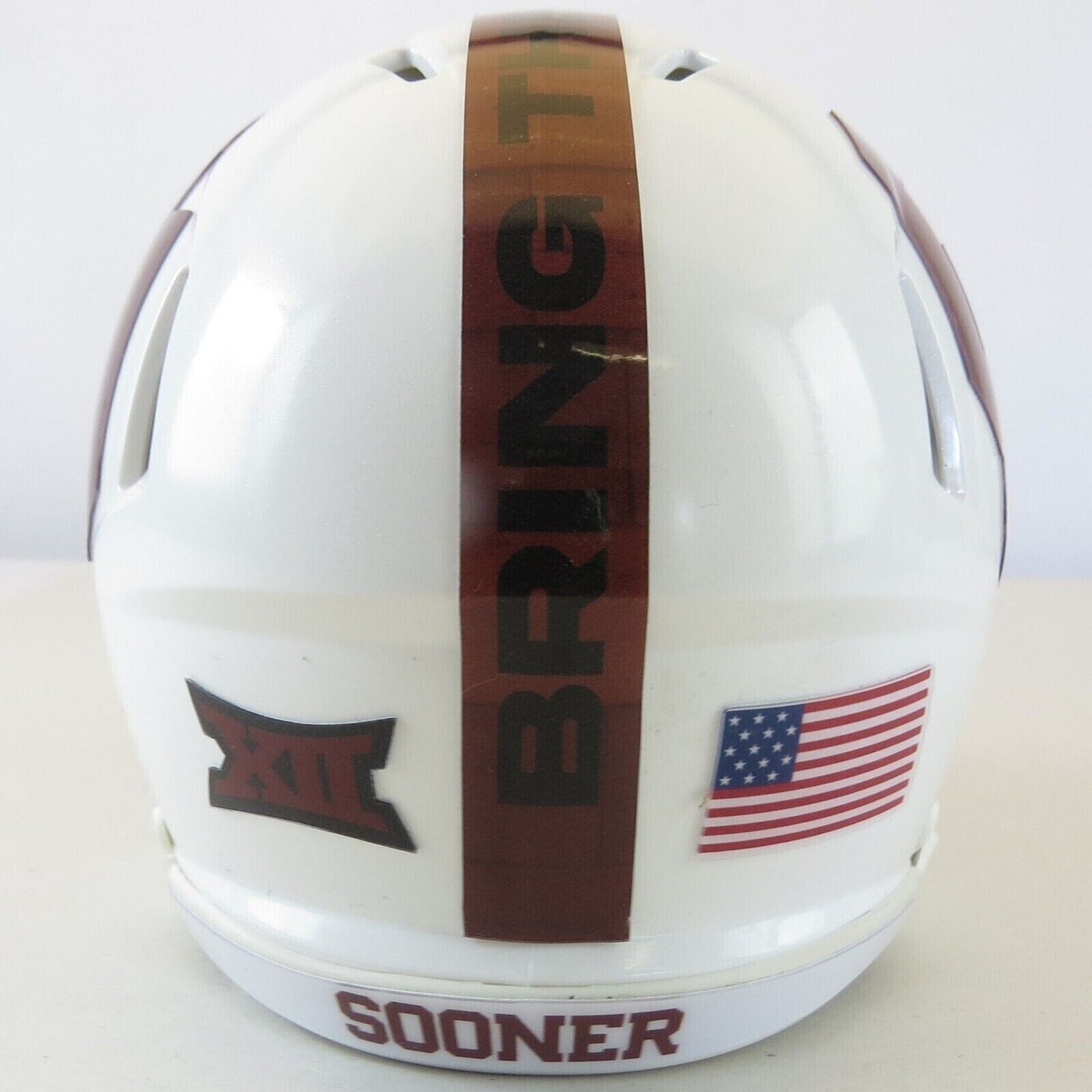 Oklahoma Sooners Custom Mini Helmet Bring The Wood White