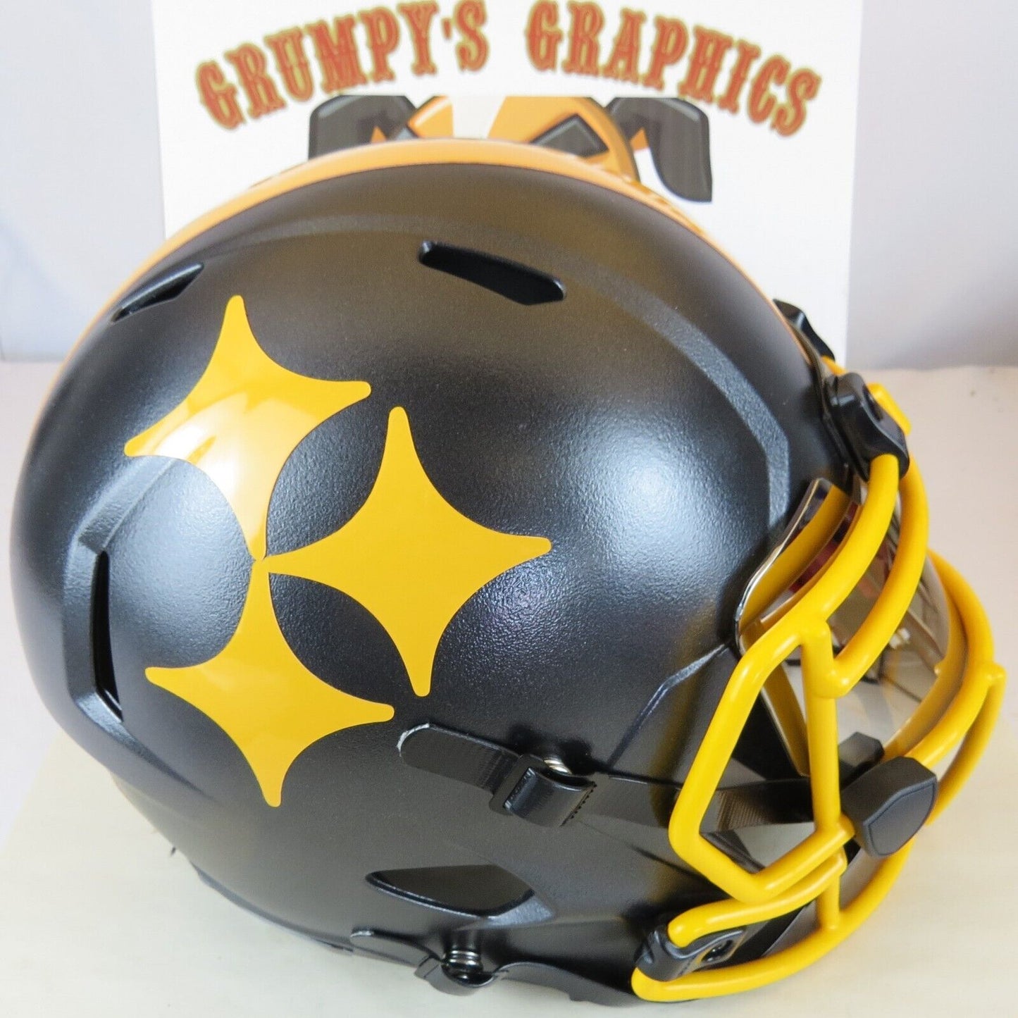 Pittsburgh Steelers Custom full size replica Helmet on Custom Gun Metal Black