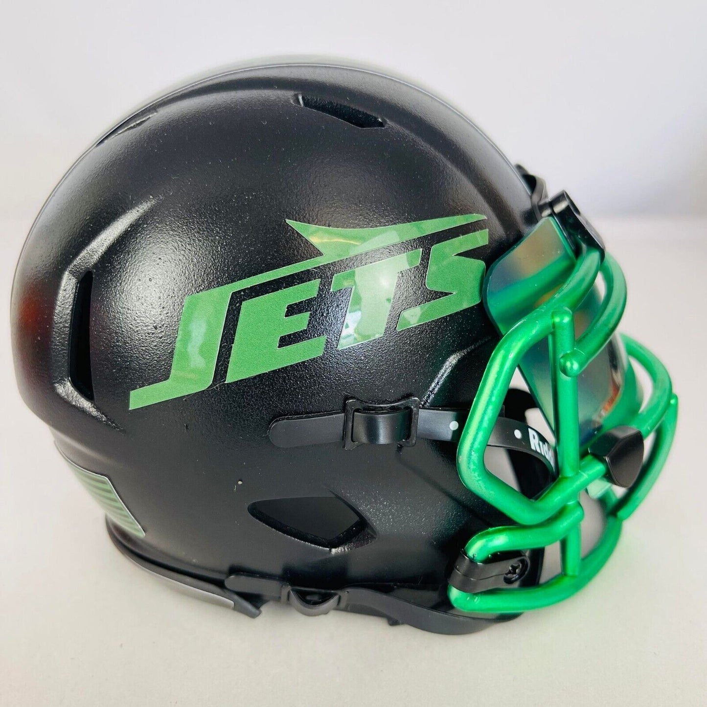 New York Jets Custom Painted Mini Helmet - Black Ballistic Style