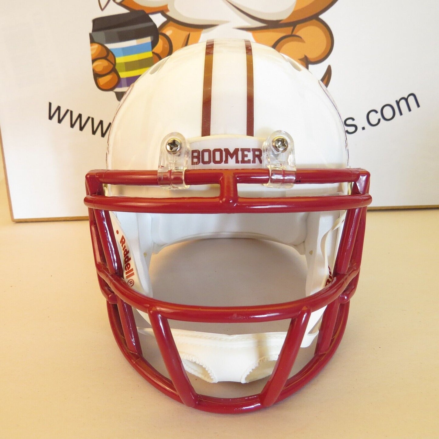 Oklahoma Sooners Schooner Custom Mini Helmet White with wagon