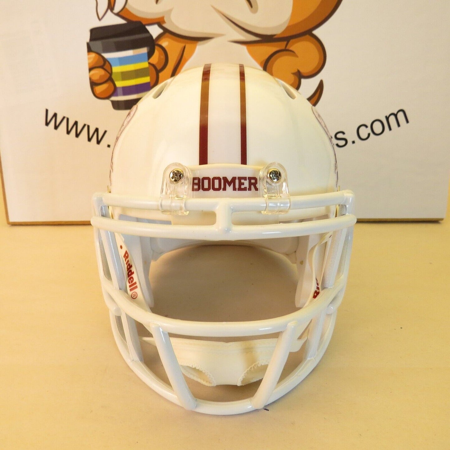 Oklahoma Sooners Custom Mini Helmet Wagon Logo White