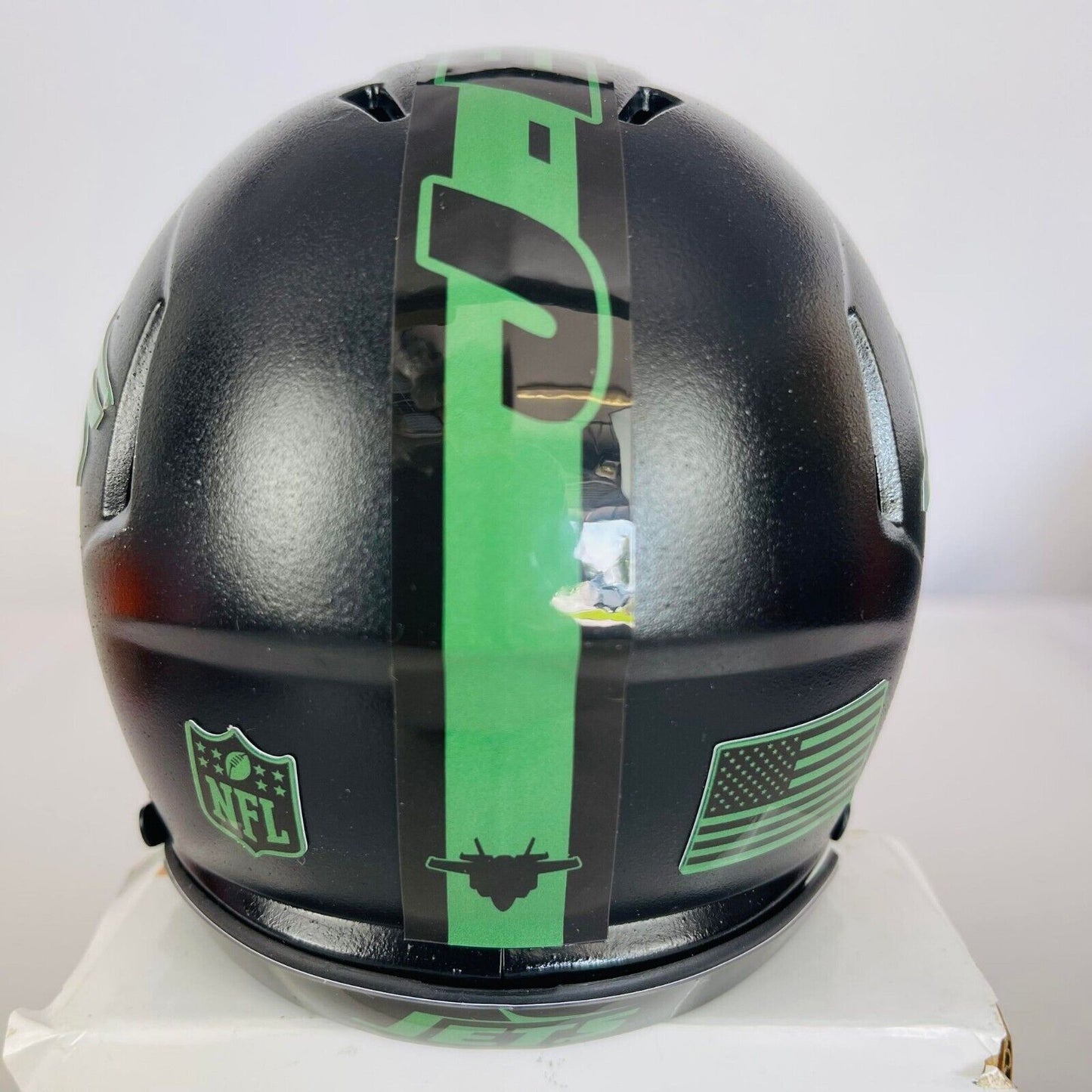 New York Jets Custom Painted Mini Helmet - Black Ballistic Style