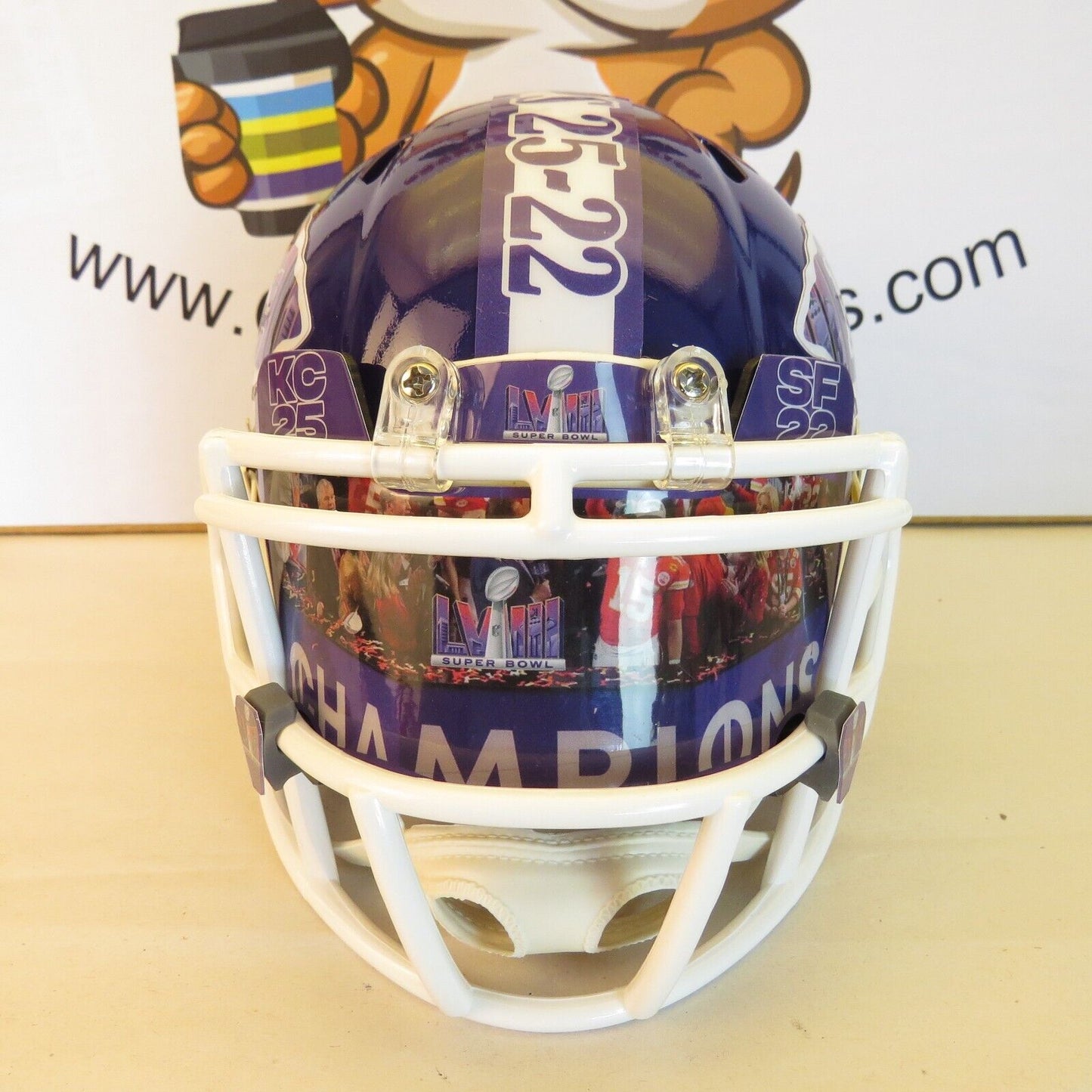 Kansas City Chiefs SB LVIII Custom Mini Helmet custom painted purple to match