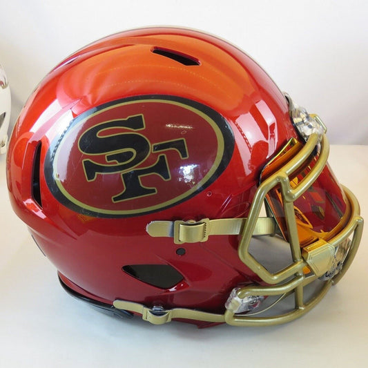 San Fran 49ers Custom Auth Helmet Flash Red with Alternate Concept and gold mask