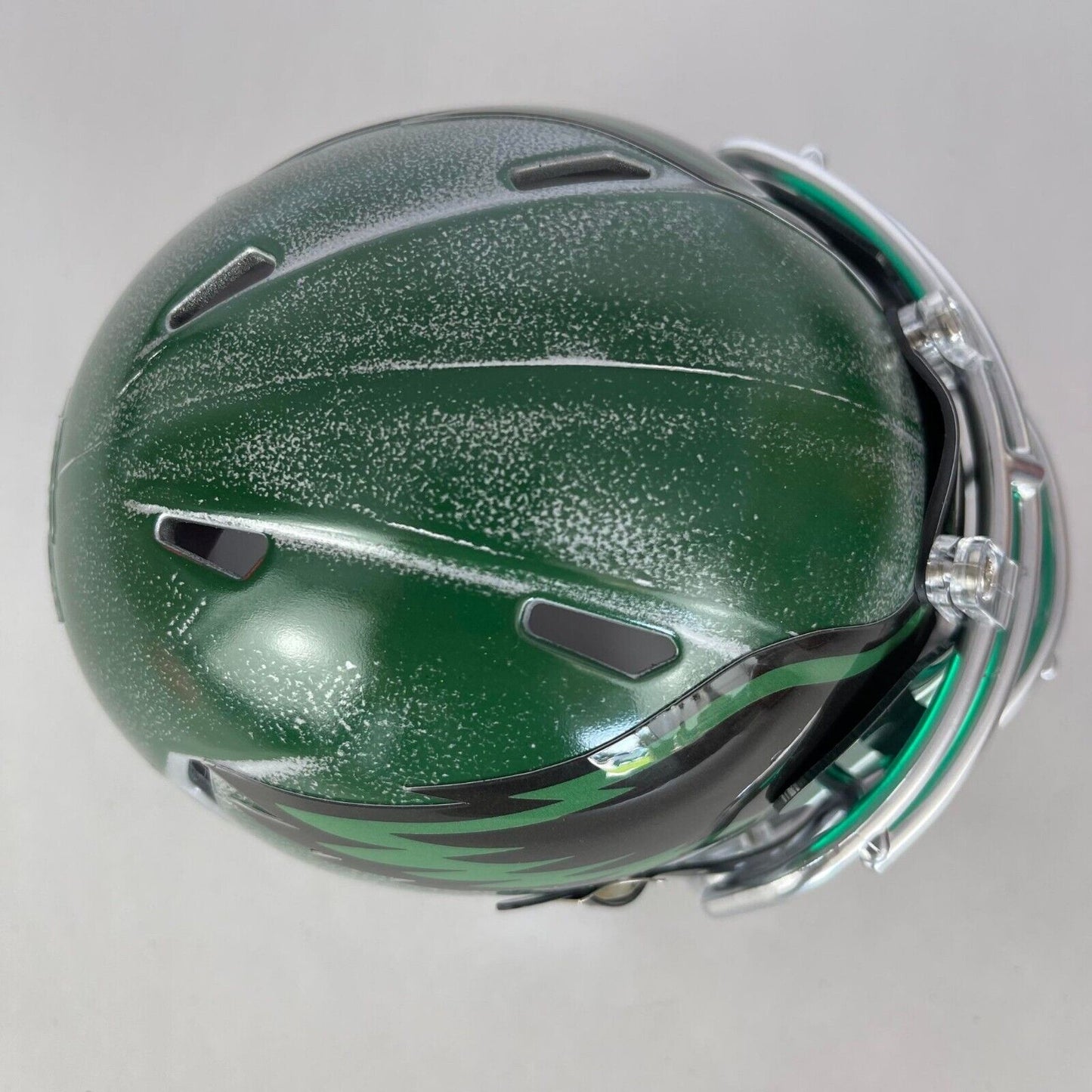 Philadelphia Eagles Custom Painted Mini Helmet - Green/Silver Distressed