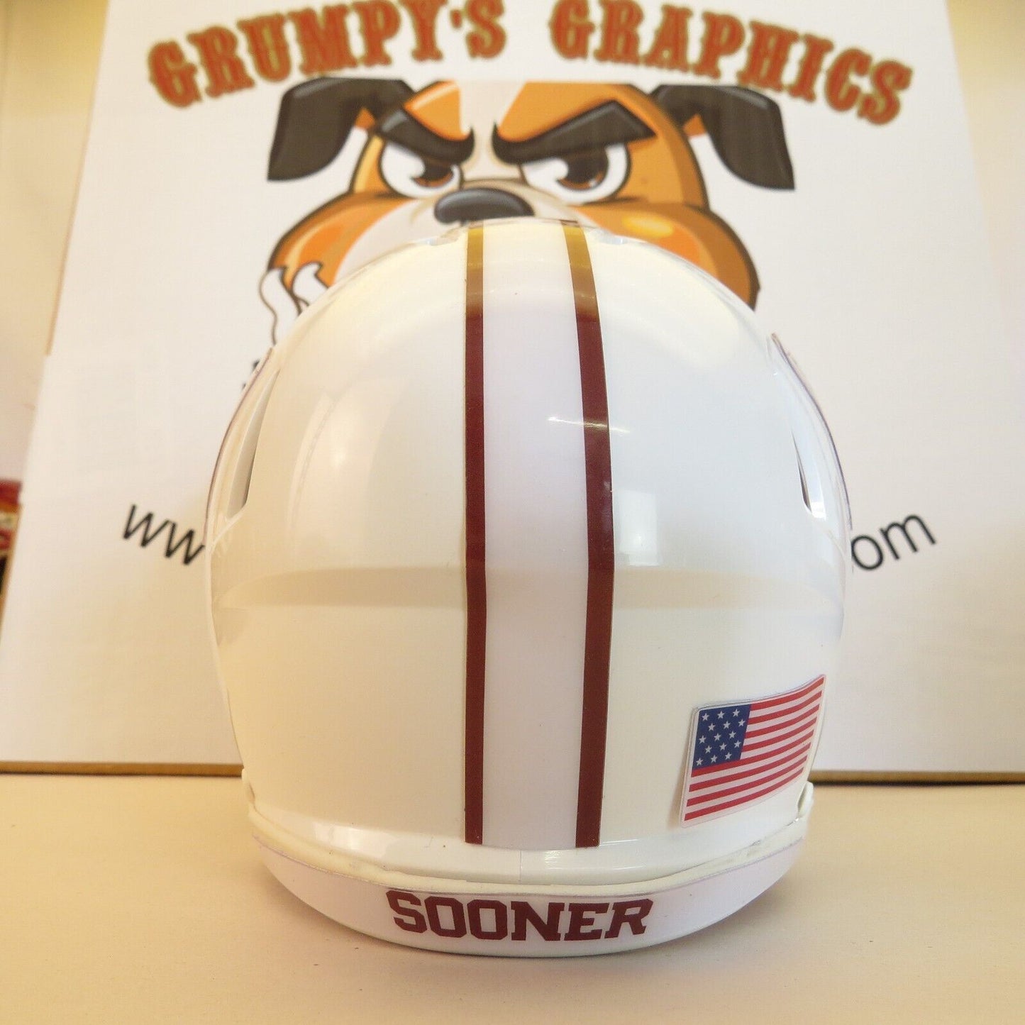 Oklahoma Sooners Schooner Custom Mini Helmet White with wagon