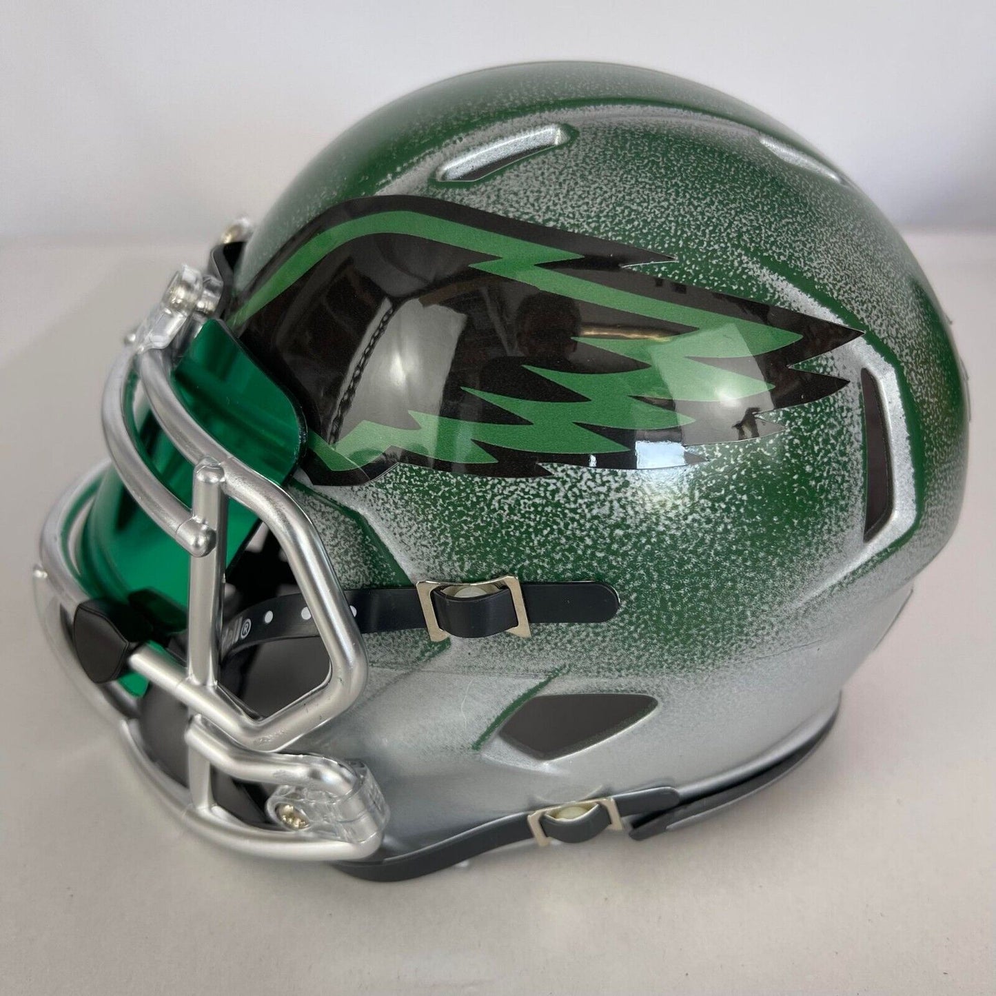 Philadelphia Eagles Custom Painted Mini Helmet - Green/Silver Distressed