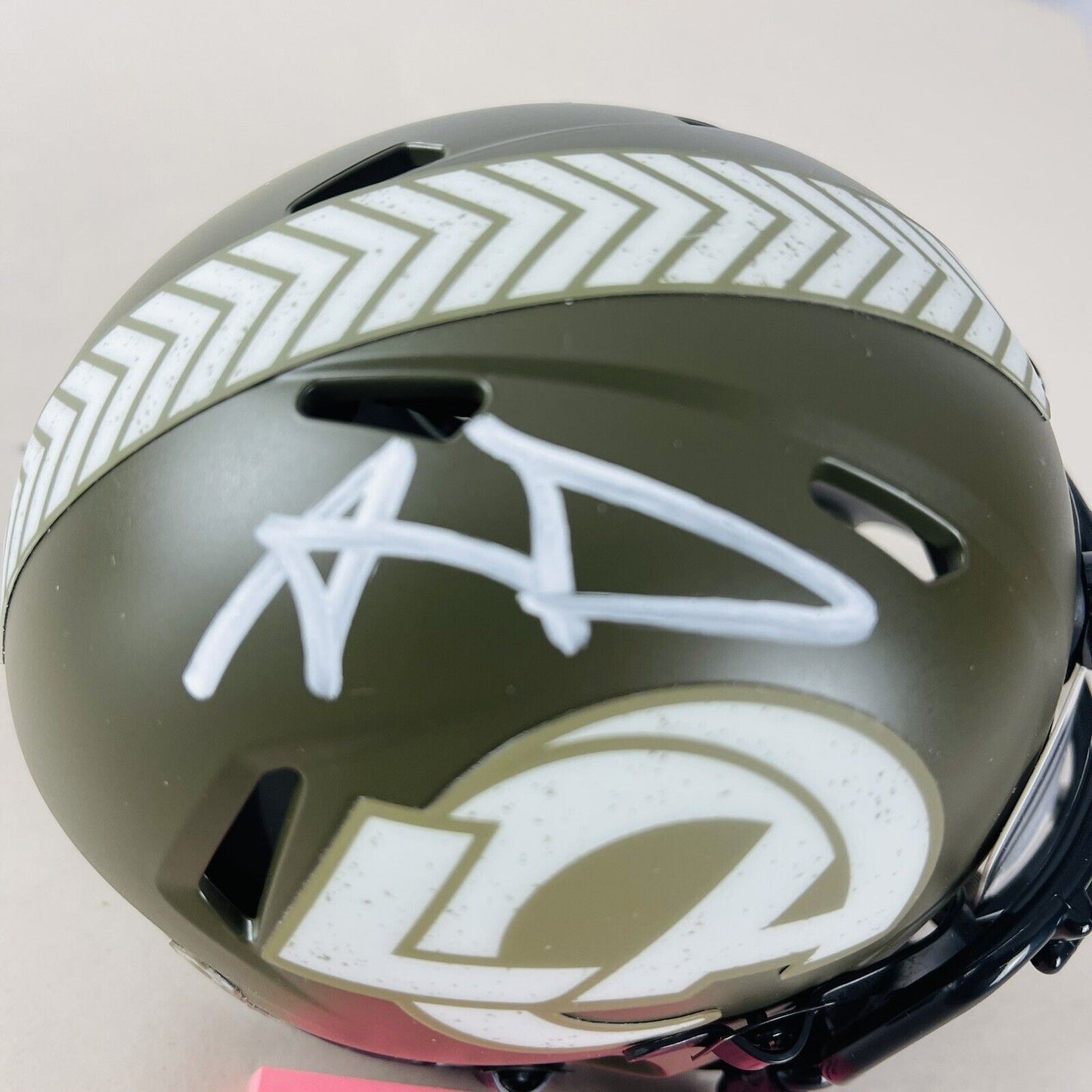 Aaron Donald Los Angeles Rams Signed Salute To Service Mini Helmet Beckett COA