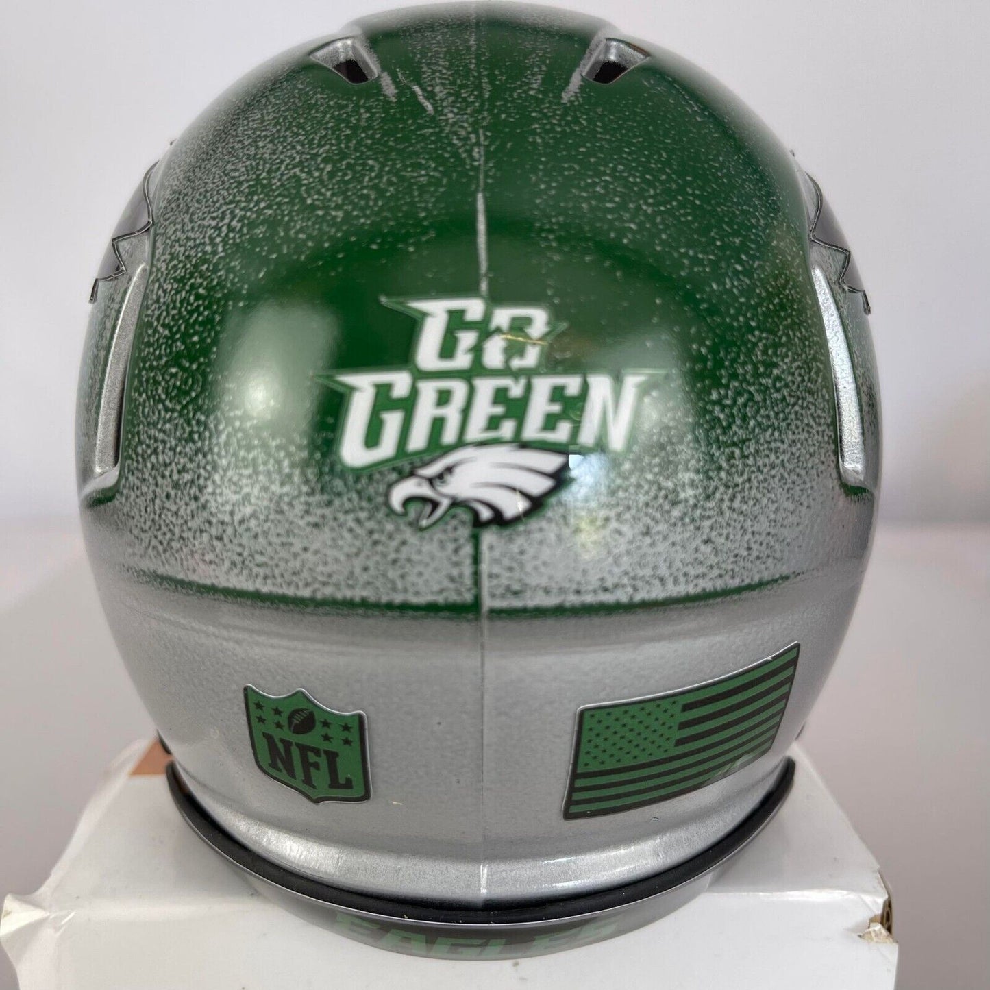 Philadelphia Eagles Custom Painted Mini Helmet - Green/Silver Distressed