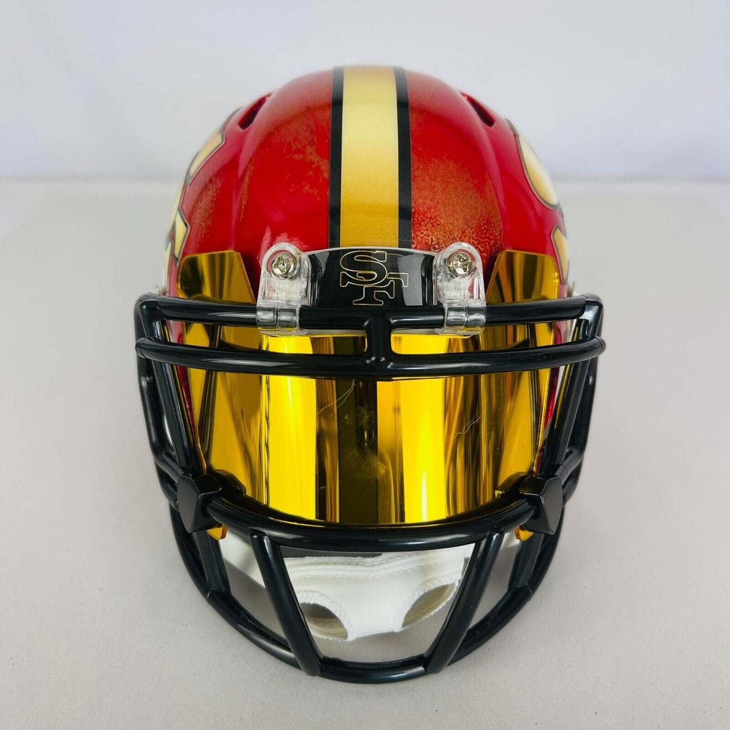 San Francisco 49ers Custom Mini Helmet - Bright  Red/Gold distressed