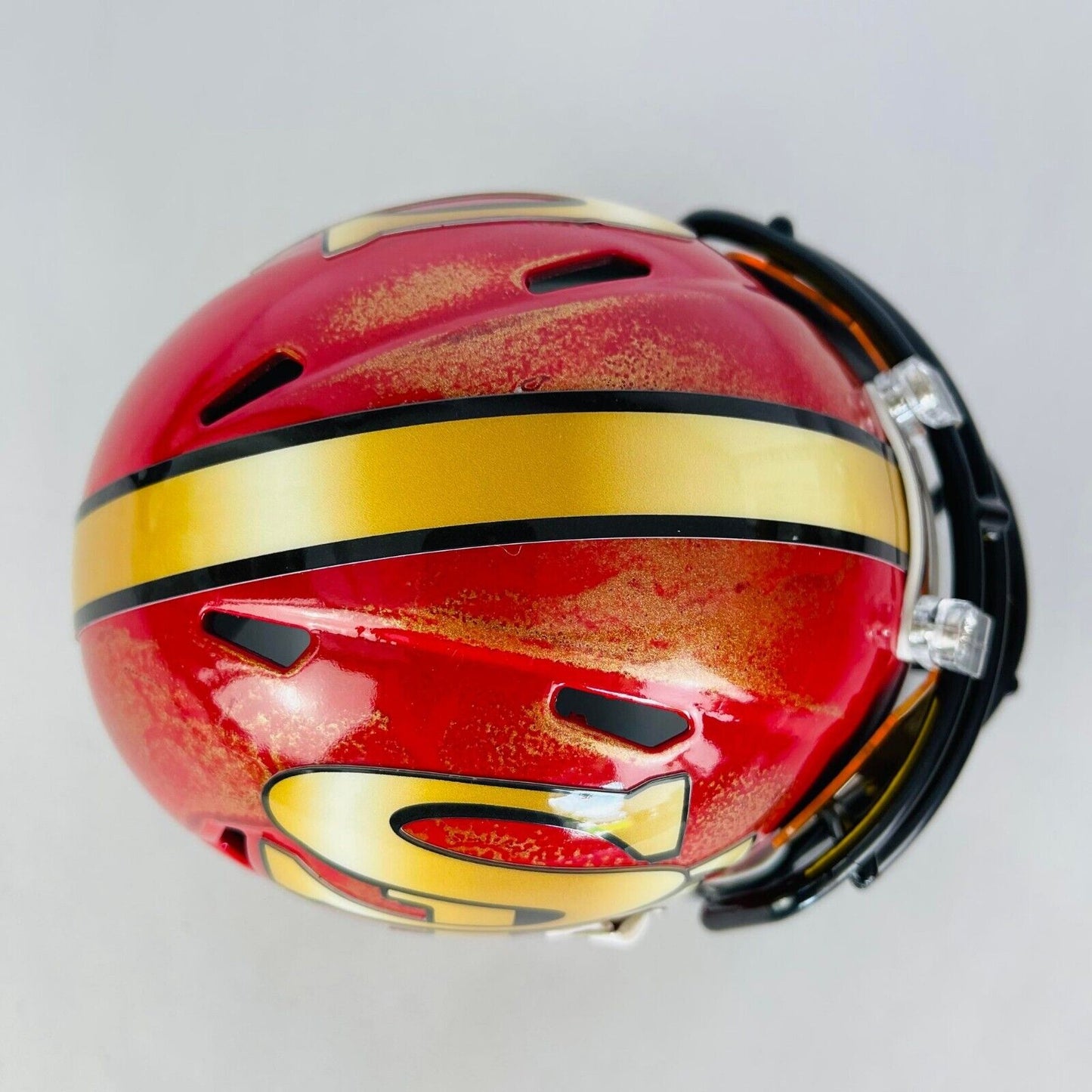 San Francisco 49ers Custom Mini Helmet - Bright  Red/Gold distressed