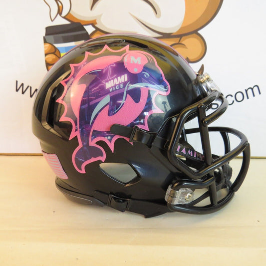 Miami Dolphins Custom Mini Helmet Miami Vice Theme Black