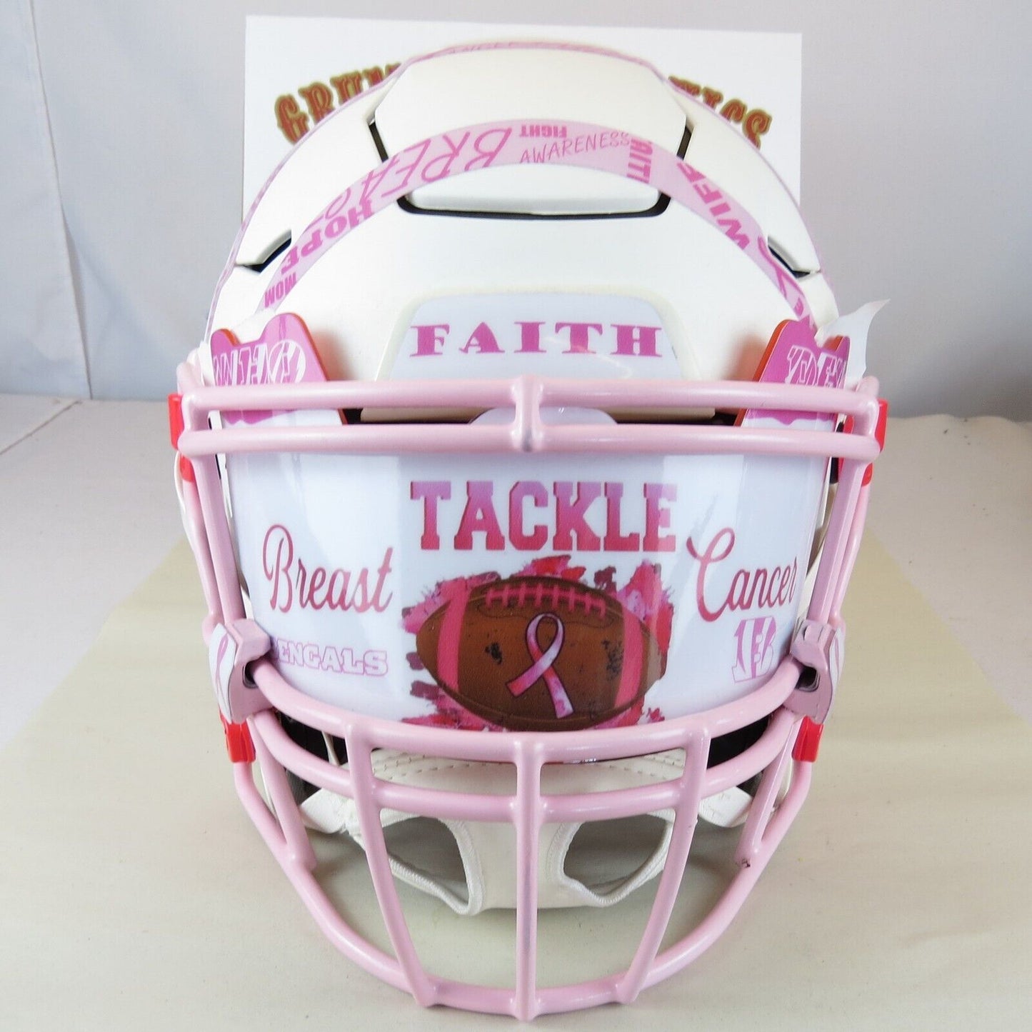 Cincinnati Bengals Custom Speedflex Helmet Alternate Breast Cancer Awareness BCA