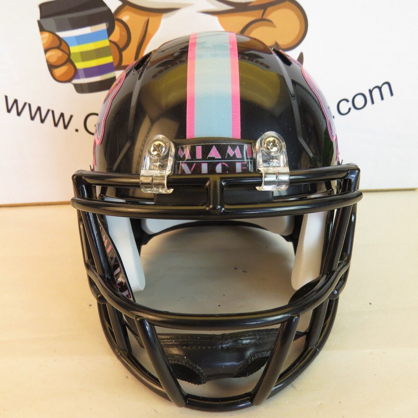 Miami Dolphins Custom Mini Helmet Miami Vice Theme Black