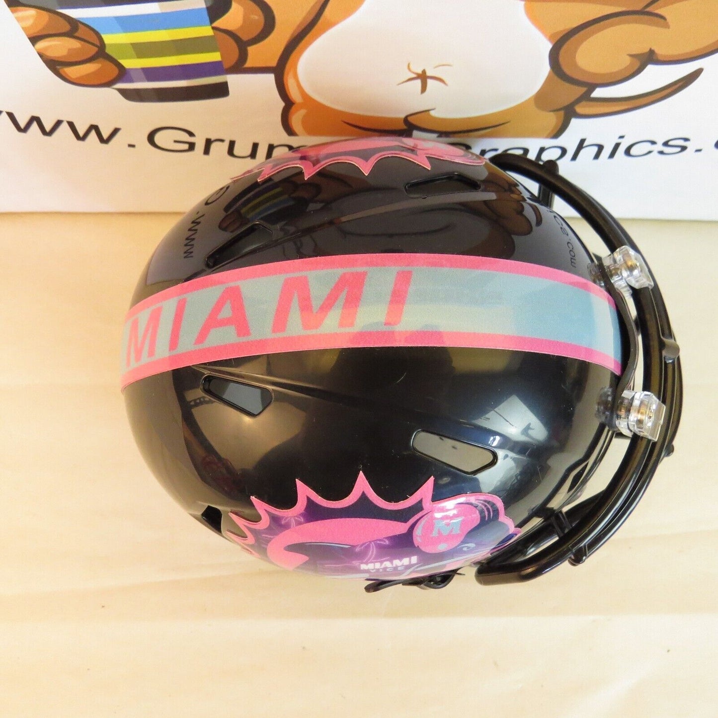 Miami Dolphins Custom Mini Helmet Miami Vice Theme Black