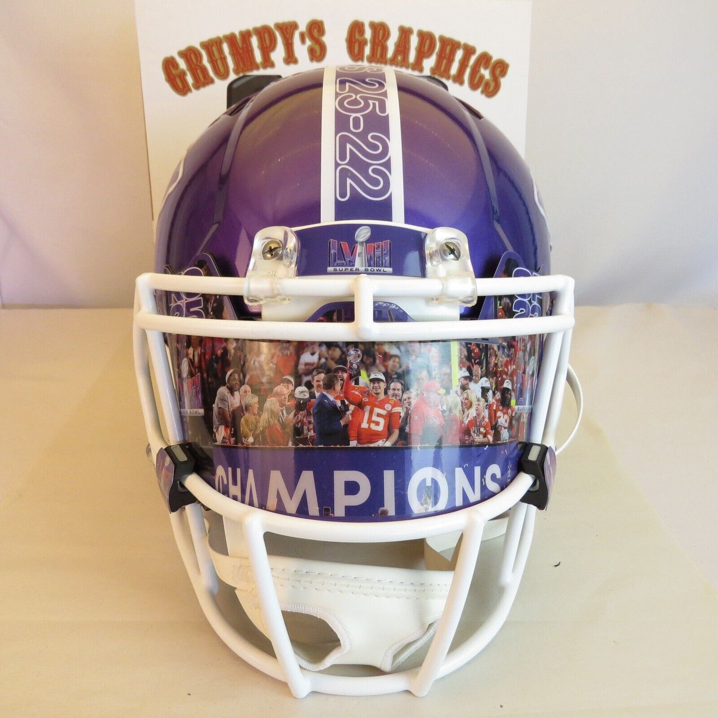 Kansas City Chiefs SB LVIII Custom Auth Helmet custom painted purple to match