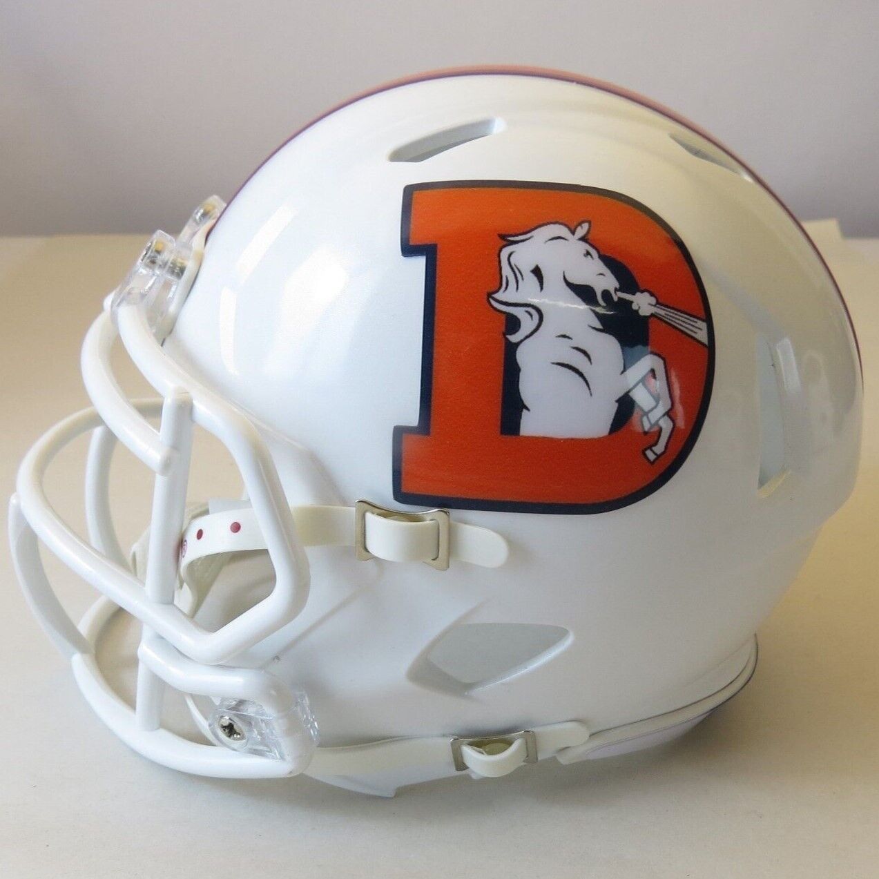 Denver Broncos Custom Mini Helmet Throw Back decals on White