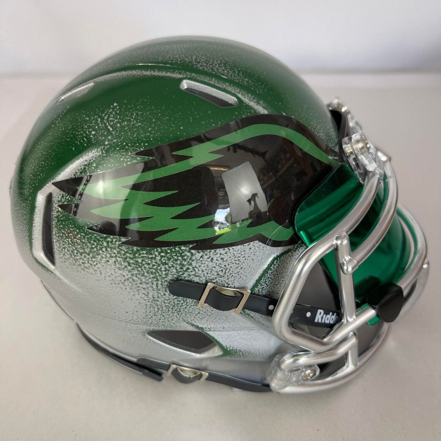 Philadelphia Eagles Custom Painted Mini Helmet - Green/Silver Distressed