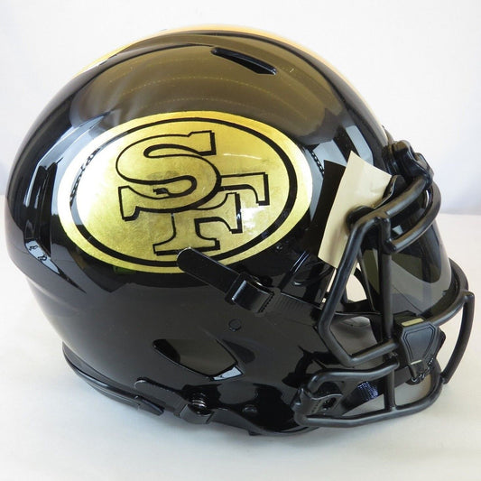 San Fran 49ers Custom Auth Helmet ALL HAND PAINTED with 23K gold leaf inlay