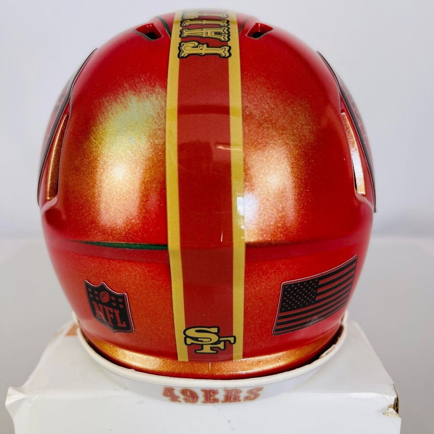 San Francisco 49ers Custom Mini Helmet - Old timer  Red/Gold distressed