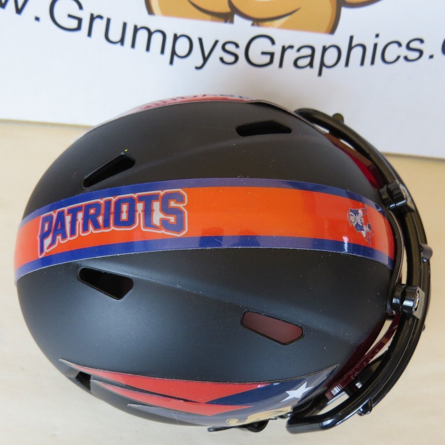 New England Patriots Custom Mini Helmet Alternate on Black Matte