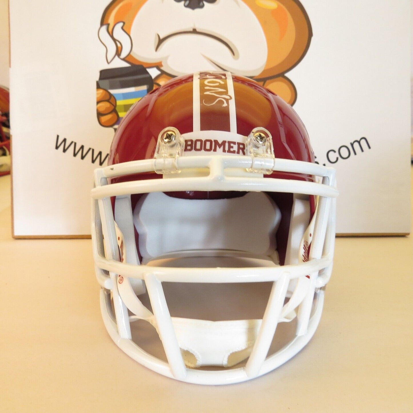 Oklahoma Sooners Schooner Custom Mini Helmet Crimson with Wagon