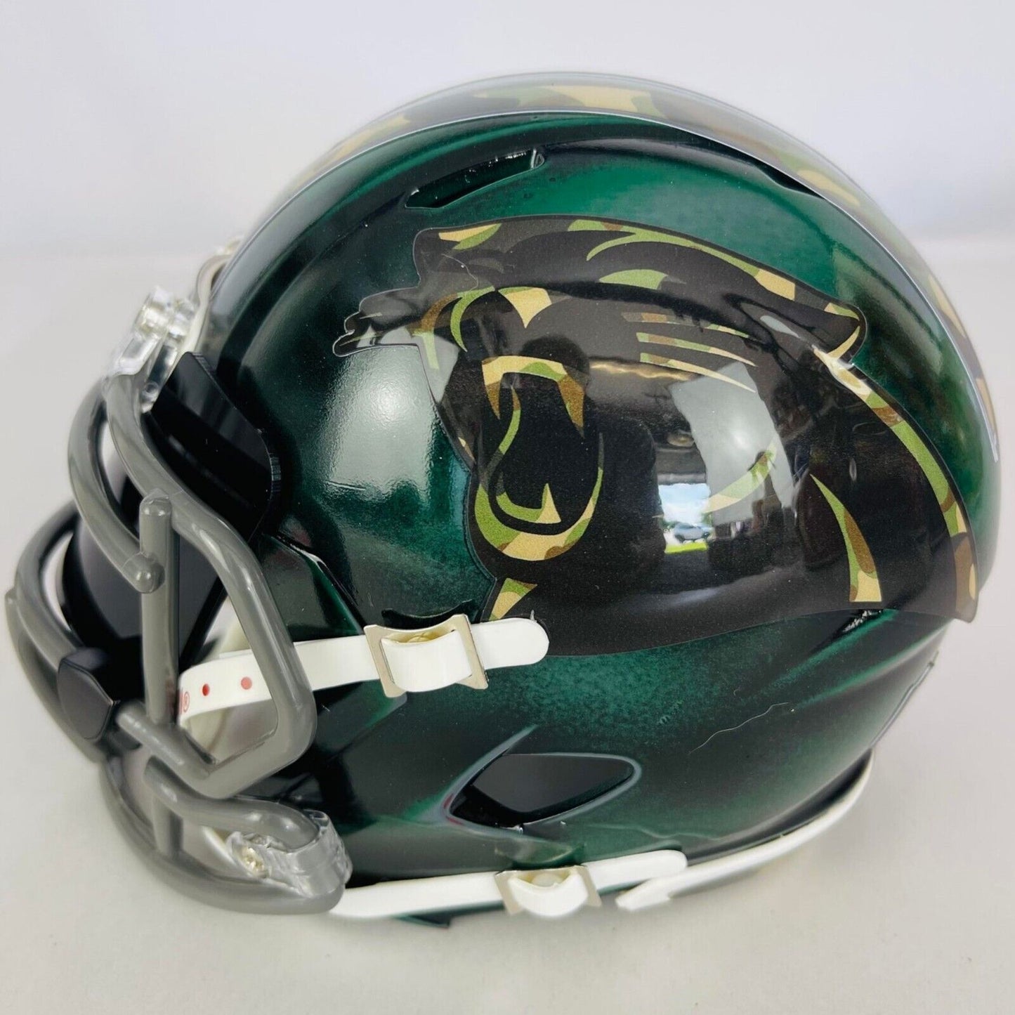 Carolina Panthers Custom Painted Mini Helmet - Green/Black/Grey Distressed