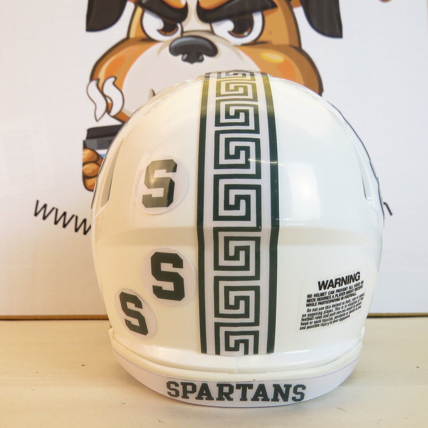 Michigan State Spartans Custom Mini Helmet Throw Back decals on White