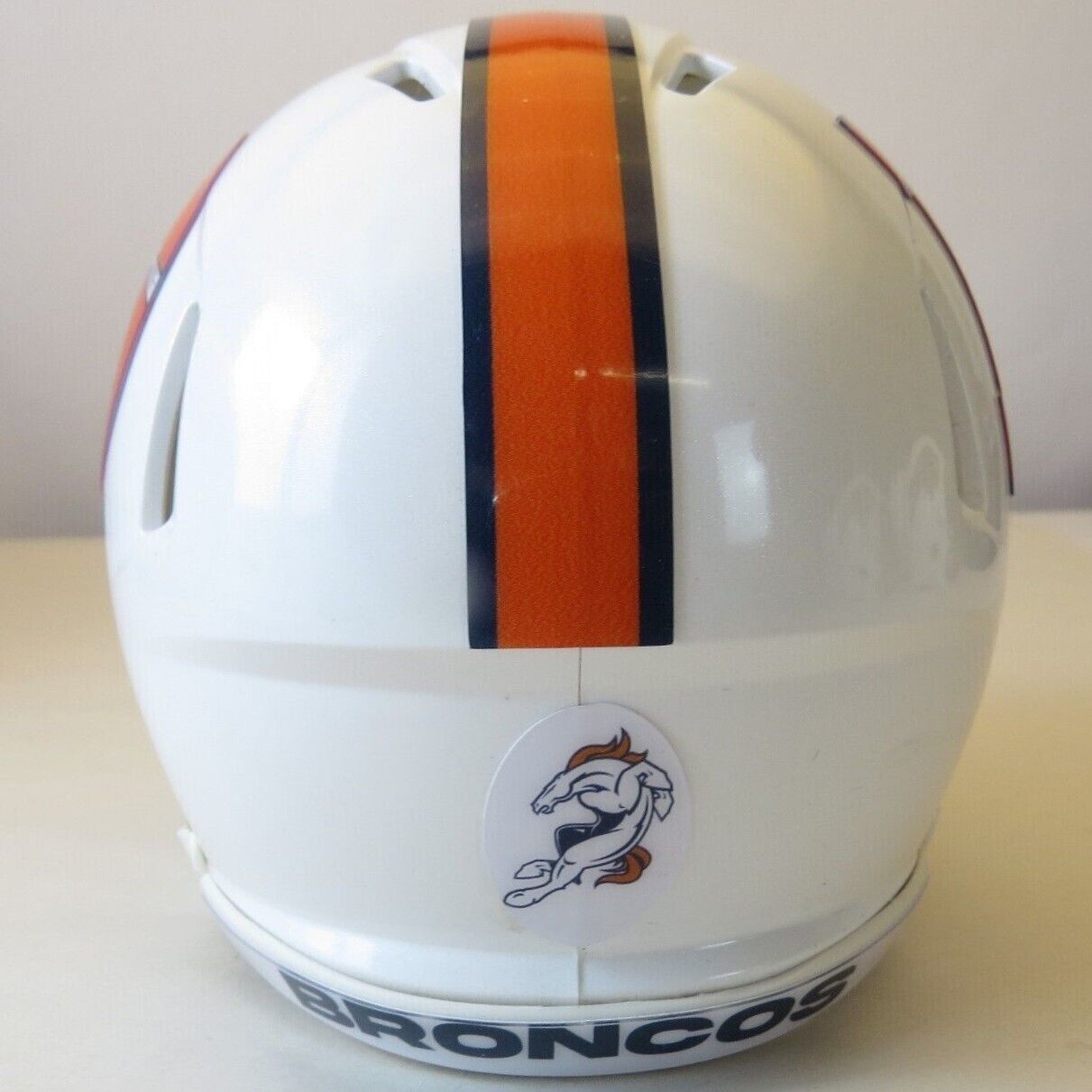 Denver Broncos Custom Mini Helmet Throw Back decals on White