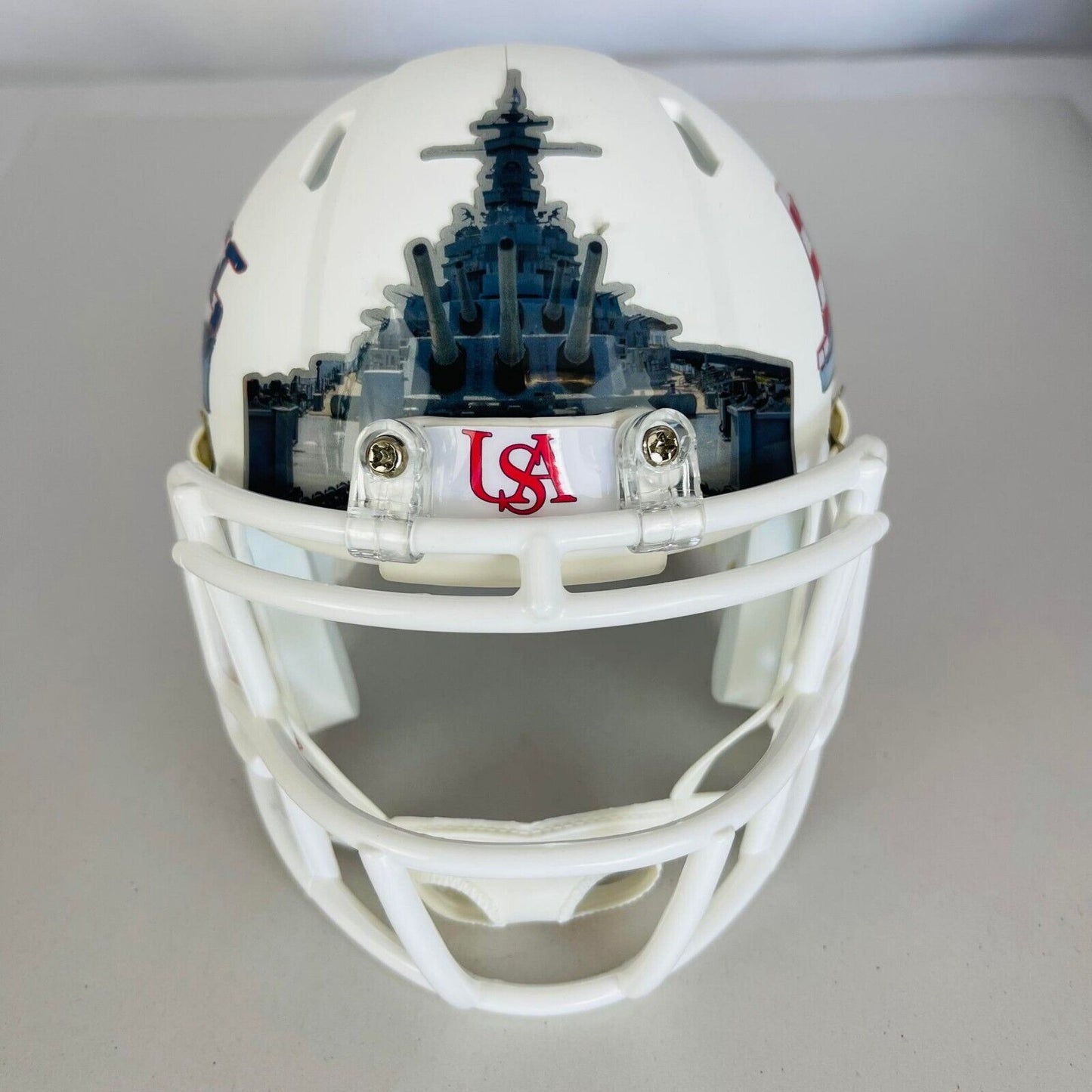 University of Southern Alabama Jaguars custom Battleship mini helmet matte white