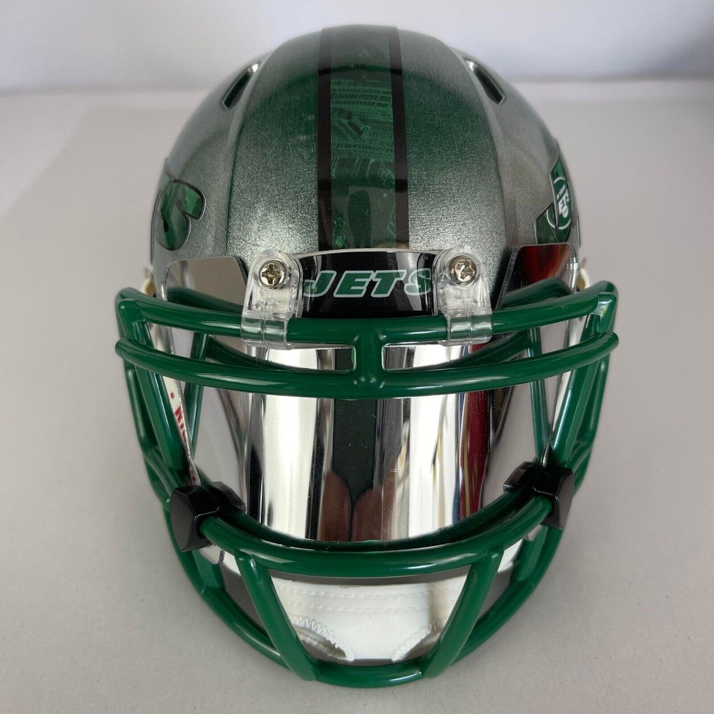 New York Jets Custom Painted Mini Helmet - Green/Silver Distressed