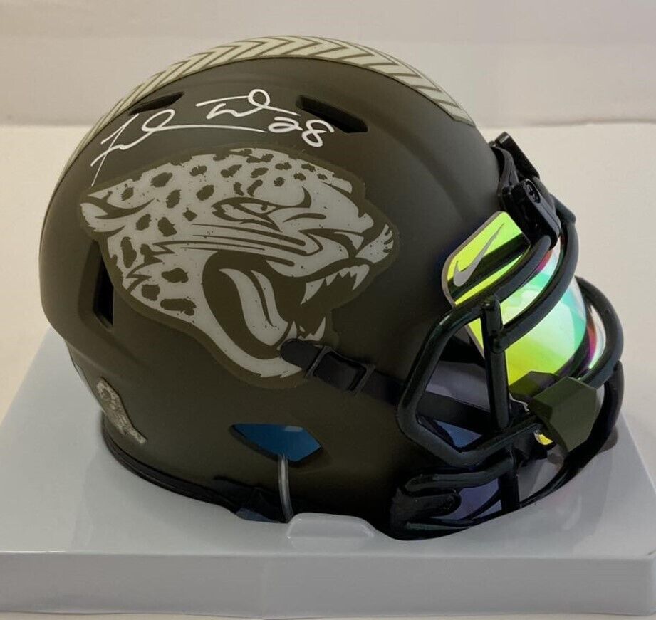 Fred Taylor Signed Salute To Service Mini Helmet Jacksonville Jaguars Beckett