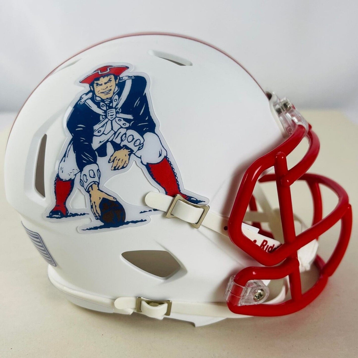 New England Patriots Custom Mini Helmet - Throwback White Matte