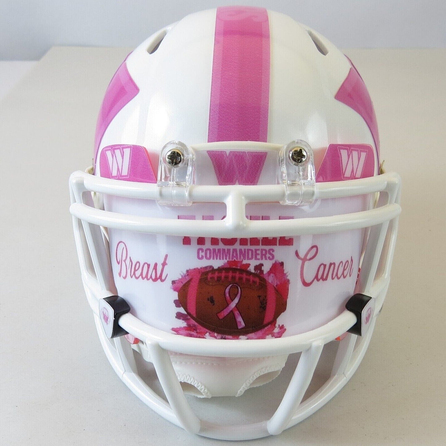 Washington Commanders Custom Mini Helmet BCA Breast Cancer Awareness White