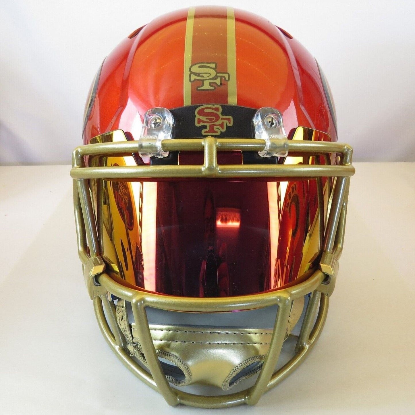 San Fran 49ers Custom Auth Helmet Flash Red with Alternate Concept and gold mask