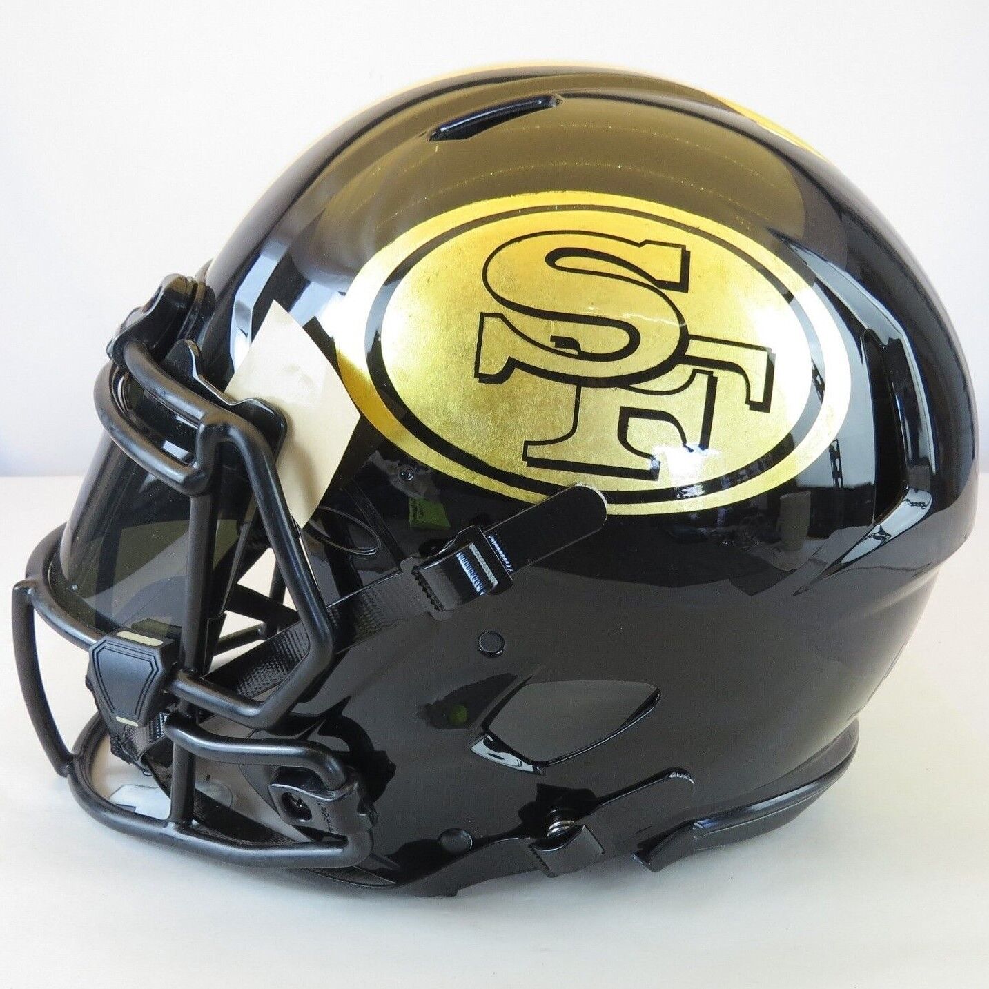 San Fran 49ers Custom Auth Helmet ALL HAND PAINTED with 23K gold leaf inlay