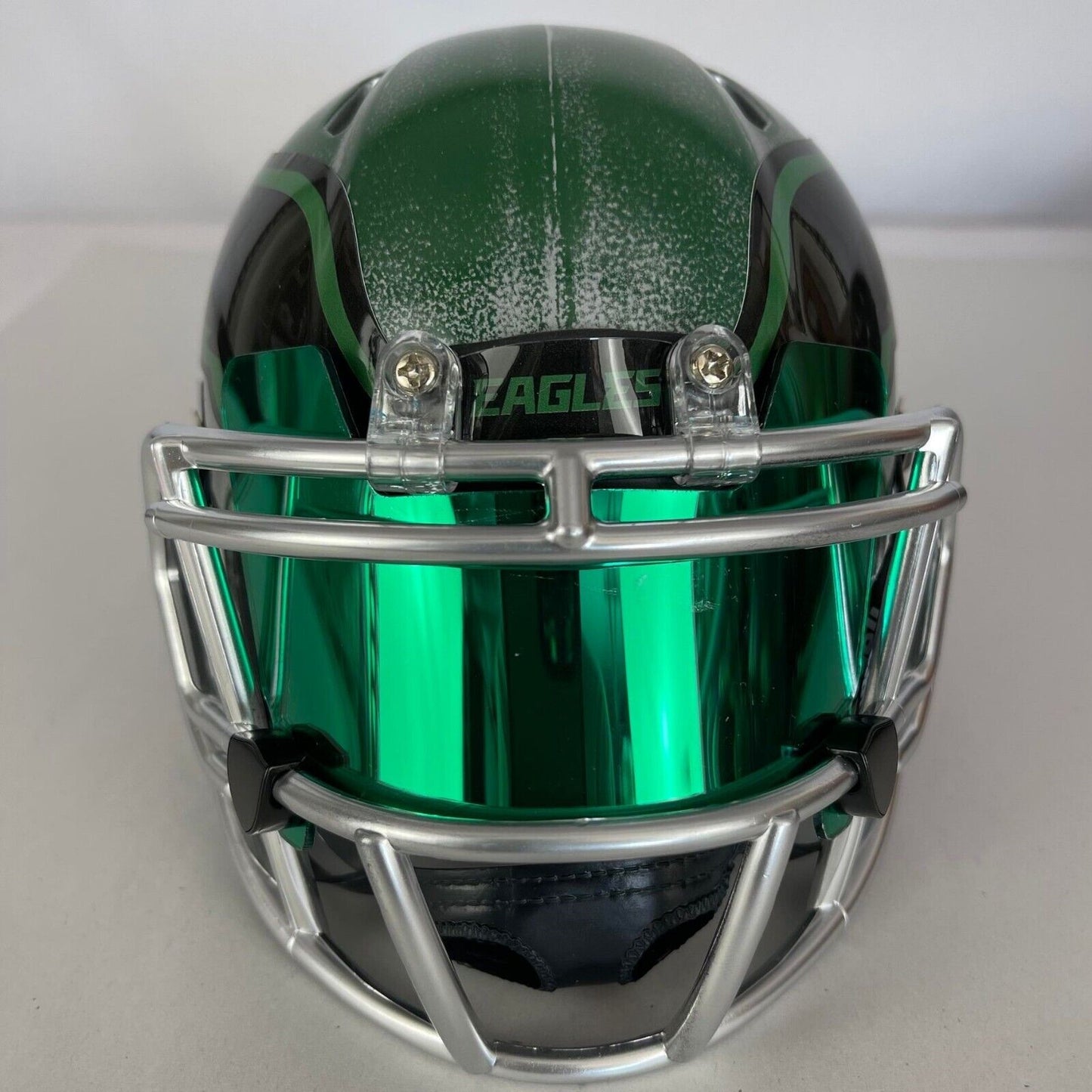 Philadelphia Eagles Custom Painted Mini Helmet - Green/Silver Distressed