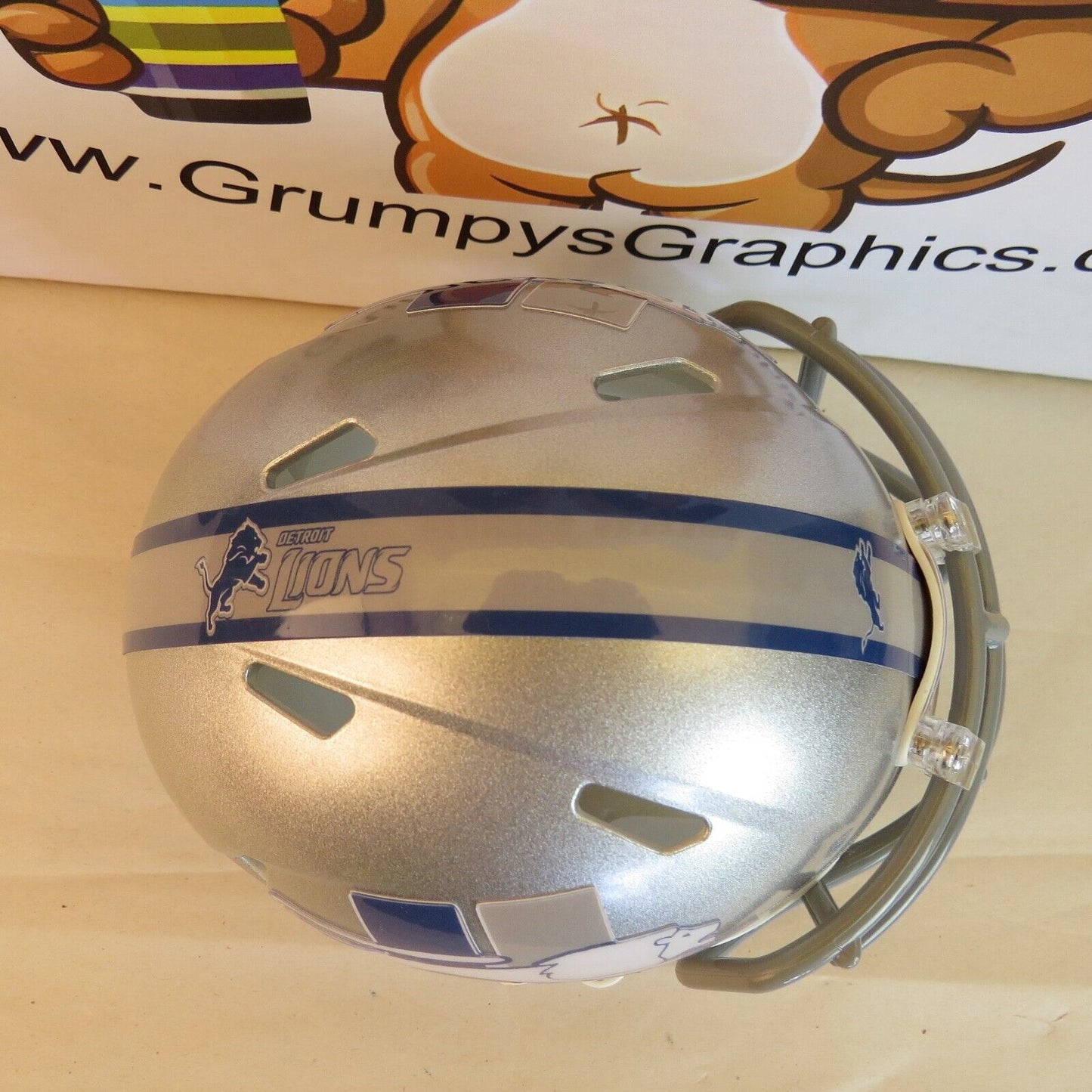 Detroit Lions Custom Mini Helmet Silver