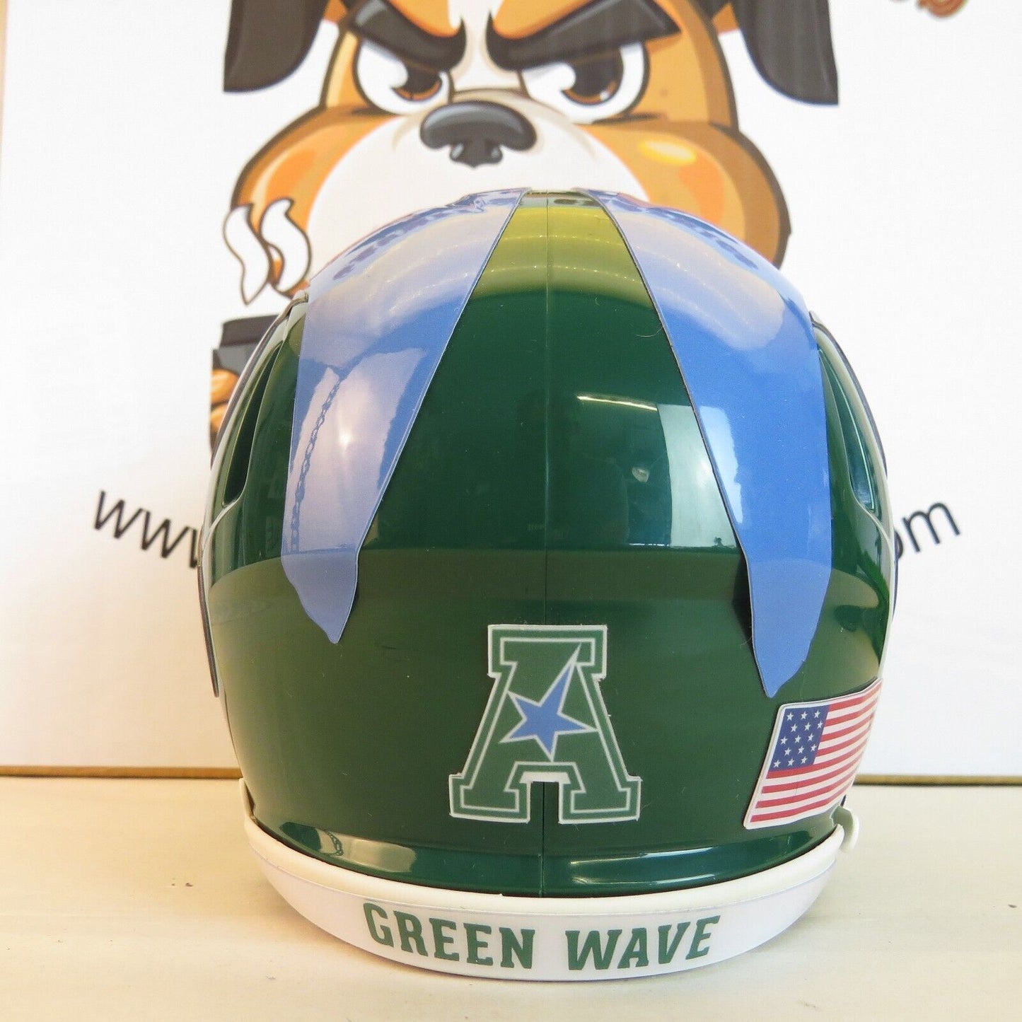 Tulane Green Wave Custom Mini Helmet AMP Style decals on Green