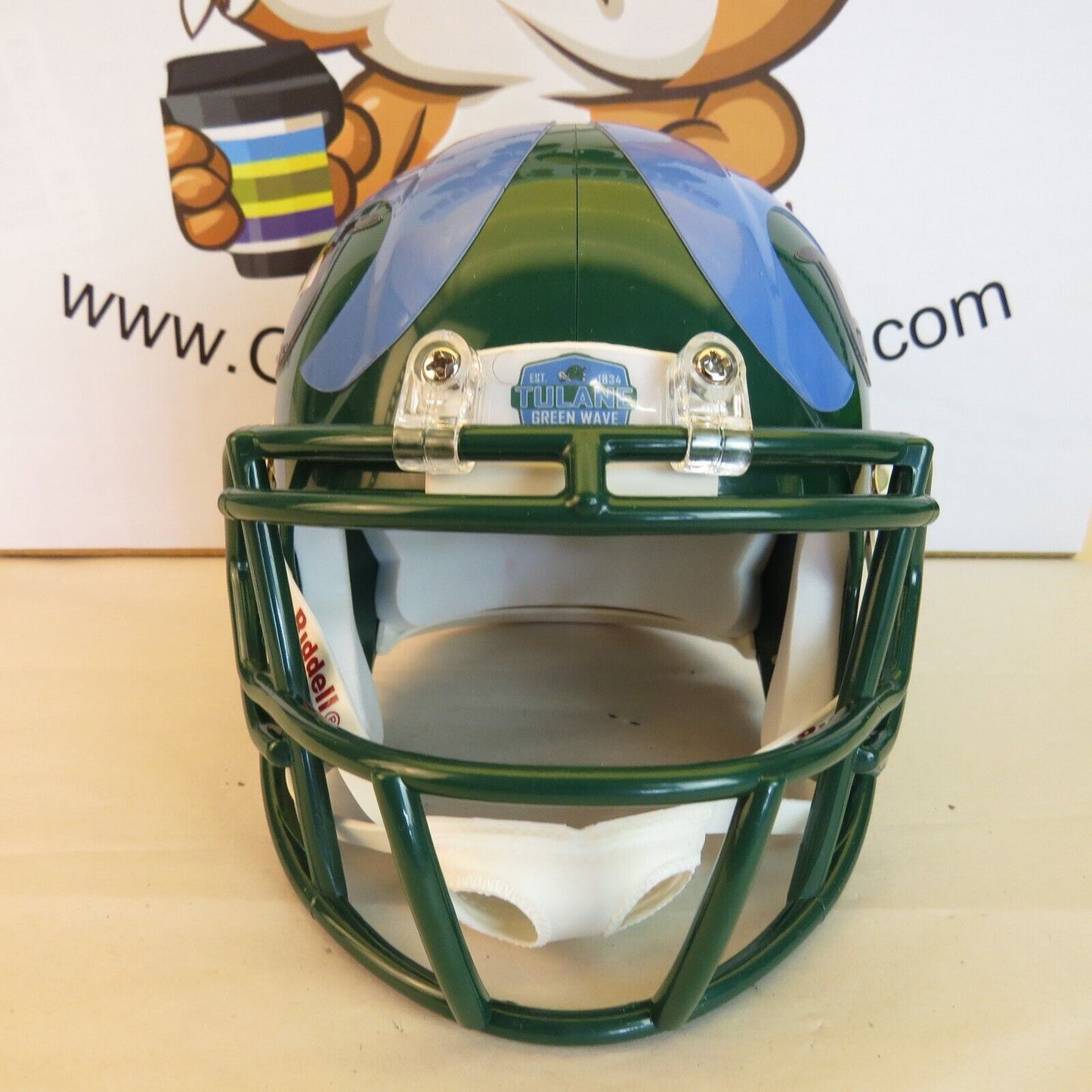 Tulane Green Wave Custom Mini Helmet AMP Style decals on Green